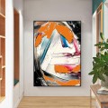 Impasto abstrait traits orange par Couteau à palette art mural minimalisme